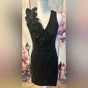 S.L. Fashions - Elegant Black Ruffle Dress. Size 6